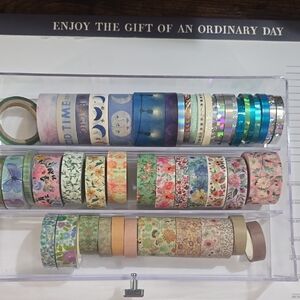 Assorted Floral and Metallic Washi Tape Set - Blue, Pink, Green, Gold